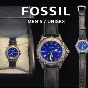 Vintage Fossil Blue Stainless Steel Watch | Blue Dial | Y2K